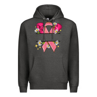 Charcoal Heather Personalized Breast Cancer ribbon Premium Hoodie - NancyCooperArtShop