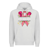 Dove Grey Personalized Breast Cancer ribbon Premium Hoodie - NancyCooperArtShop