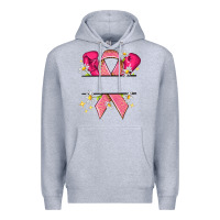 Heather Grey Personalized Breast Cancer ribbon Premium Hoodie - NancyCooperArtShop