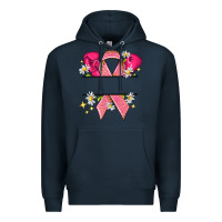 Navy Personalized Breast Cancer ribbon Premium Hoodie - NancyCooperArtShop
