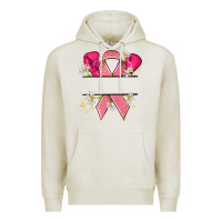 Oatmeal Heather Personalized Breast Cancer ribbon Premium Hoodie - NancyCooperArtShop