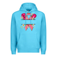 Ocean Blue Personalized Breast Cancer ribbon Premium Hoodie - NancyCooperArtShop