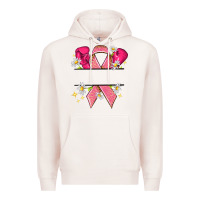 Pale Pink Personalized Breast Cancer ribbon Premium Hoodie - NancyCooperArtShop