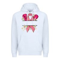 White Personalized Breast Cancer ribbon Premium Hoodie - NancyCooperArtShop