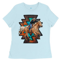 Baby Blue cowgirl with aztec Ladies Tee - RanaPortraitStore