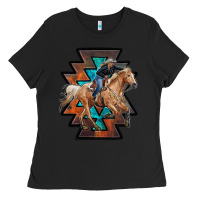 Black cowgirl with aztec Ladies Tee - RanaPortraitStore