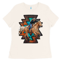 Bone cowgirl with aztec Ladies Tee - RanaPortraitStore