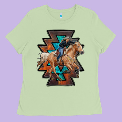 Cowgirl With Aztec Ladies Tee Designed By Ranaportraitstore