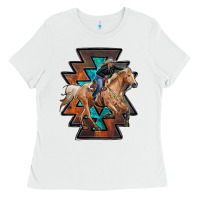 White cowgirl with aztec Ladies Tee - RanaPortraitStore