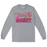 Heather Grey howdy honey Long Sleeve Tee - MaliasSmallBusiness