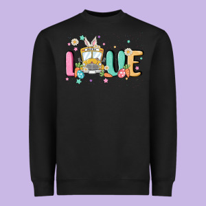 Love School Bus Heavyweight Sweatshirt Designed By Maliassmallbusiness