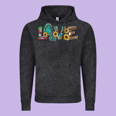 Western Gemstone Sunflowers Serape Leopard Turquoise Love Vintage Hoodie Designed By Artiststas