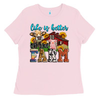 Bubblegum Pink life is better on the farm Ladies Tee - Zillion Design Studio