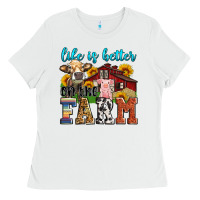 White life is better on the farm Ladies Tee - Zillion Design Studio