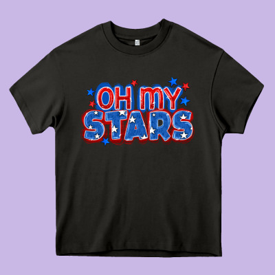 Oh My Stars 4th Of July Heavy Core Tee Designed By Cowgirlartshop