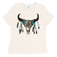 Bone boho bull skull Ladies Tee - RanaPortraitStore