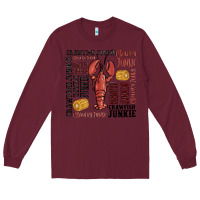 Burgundy crawfish junkie Long Sleeve Tee - MaliasSmallBusiness