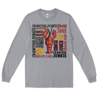 Heather Grey crawfish junkie Long Sleeve Tee - MaliasSmallBusiness