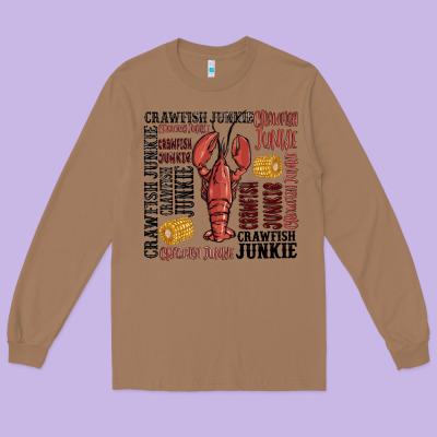 Crawfish Junkie Long Sleeve Tee Designed By Maliassmallbusiness