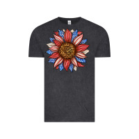 Vintage Black American Flag Sunflower Vintage Tee - LillyAllenDesigns