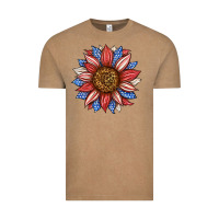 Vintage Coffee American Flag Sunflower Vintage Tee - LillyAllenDesigns