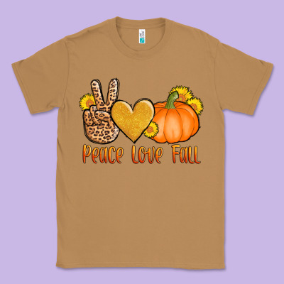 Peace Love Fall Classic Tee Designed By Adodesignshop