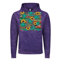 Cloud Purple western gemstone sunflowers serape cowhide glitter wooden Vintage Hoodie - Artiststas