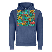 Vintage Denim western gemstone sunflowers serape cowhide glitter wooden Vintage Hoodie - Artiststas