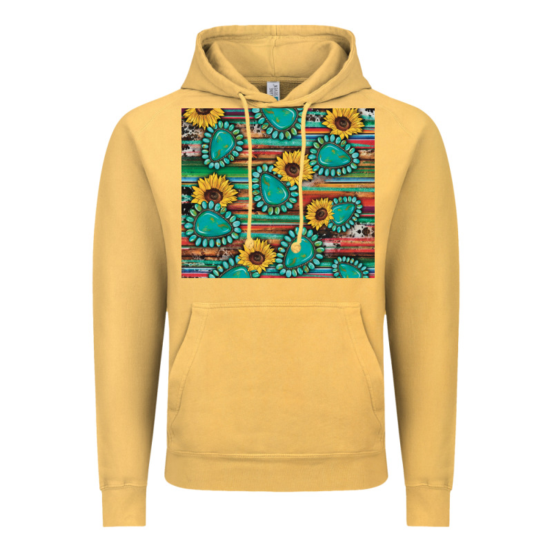 Western Gemstone Sunflowers Serape Cowhide Glitter Wooden Vintage Hoodie by Artiststas | Teevron
