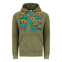 Vintage Olive western gemstone sunflowers serape cowhide glitter wooden Vintage Hoodie - Artiststas