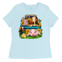 Baby Blue farm truck animals Ladies Tee - Zillion Design Studio