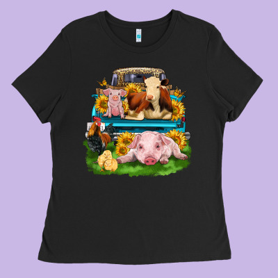 Farm Truck Animals Ladies Tee Designed By Zillion Design Studio