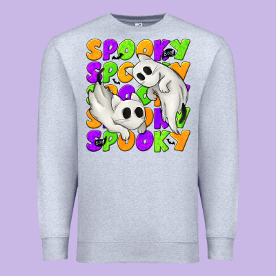 Spooky With Ghost Cats Premium Sweatshirt Designed By Texasbilliewilder