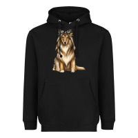 Black collie with bandanna Heavyweight Hoodie - texasbilliewilder