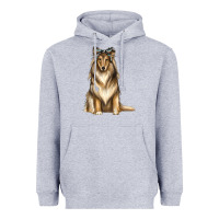 Heather Grey collie with bandanna Heavyweight Hoodie - texasbilliewilder