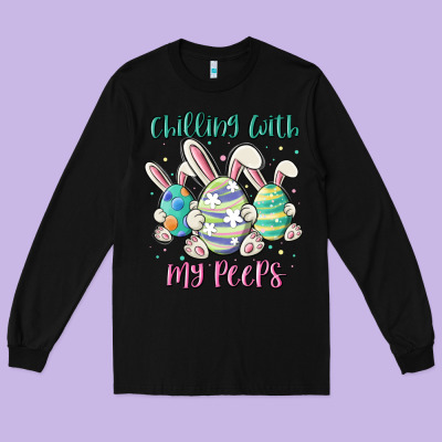Chilling With My Peeps Long Sleeve Tee Designed By Maliassmallbusiness