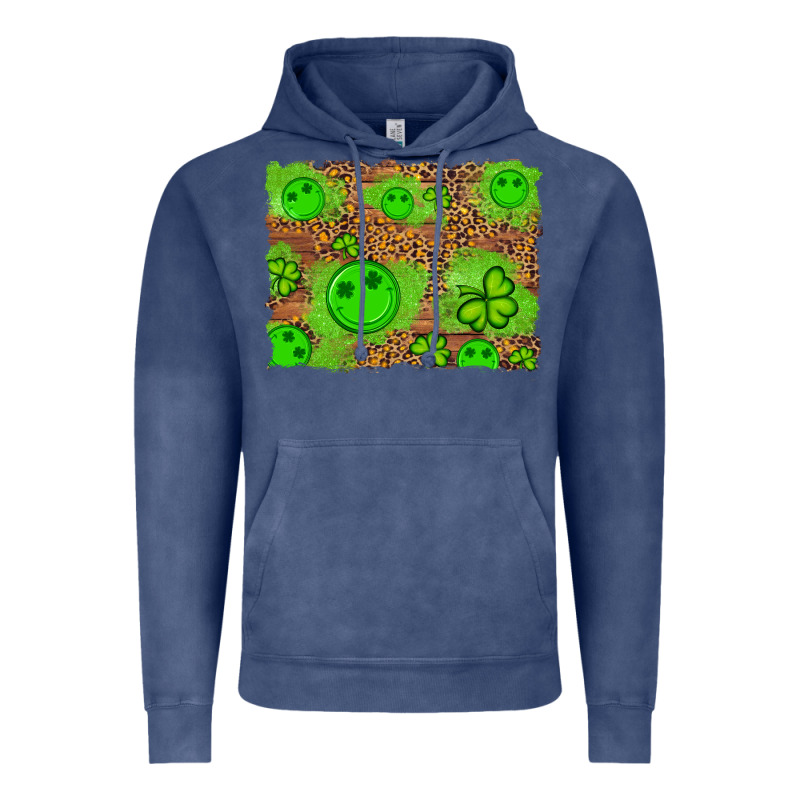 Shamrock Glitter Leopard And Wood Background Vintage Hoodie by Artiststas | Teevron