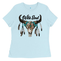 Baby Blue wild soul boho skull Ladies Tee - RanaPortraitStore