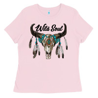 Bubblegum Pink wild soul boho skull Ladies Tee - RanaPortraitStore