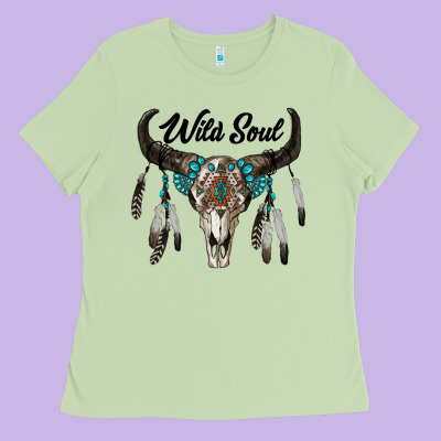 Wild Soul Boho Skull Ladies Tee Designed By Ranaportraitstore