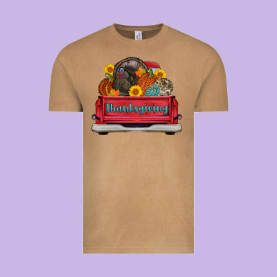 Thanksgiving Truck Turkey Pumpkin Vintage Tee Designed By Adodesignshop