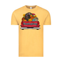 Vintage Mustard thanksgiving truck turkey pumpkin Vintage Tee - AdoDesignShop