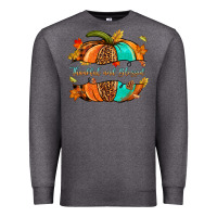 Charcoal Heather pumpkin thankful and blessed Premium Sweatshirt - NancyCooperArtShop