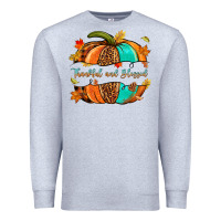Heather Grey pumpkin thankful and blessed Premium Sweatshirt - NancyCooperArtShop