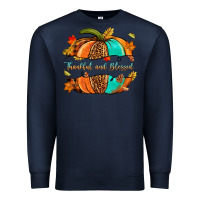 Navy pumpkin thankful and blessed Premium Sweatshirt - NancyCooperArtShop
