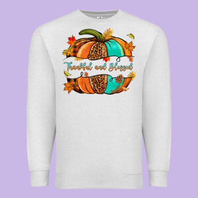 Pumpkin Thankful And Blessed Premium Sweatshirt Designed By Nancycooperartshop
