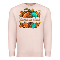Pale Pink pumpkin thankful and blessed Premium Sweatshirt - NancyCooperArtShop