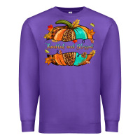 Purple pumpkin thankful and blessed Premium Sweatshirt - NancyCooperArtShop