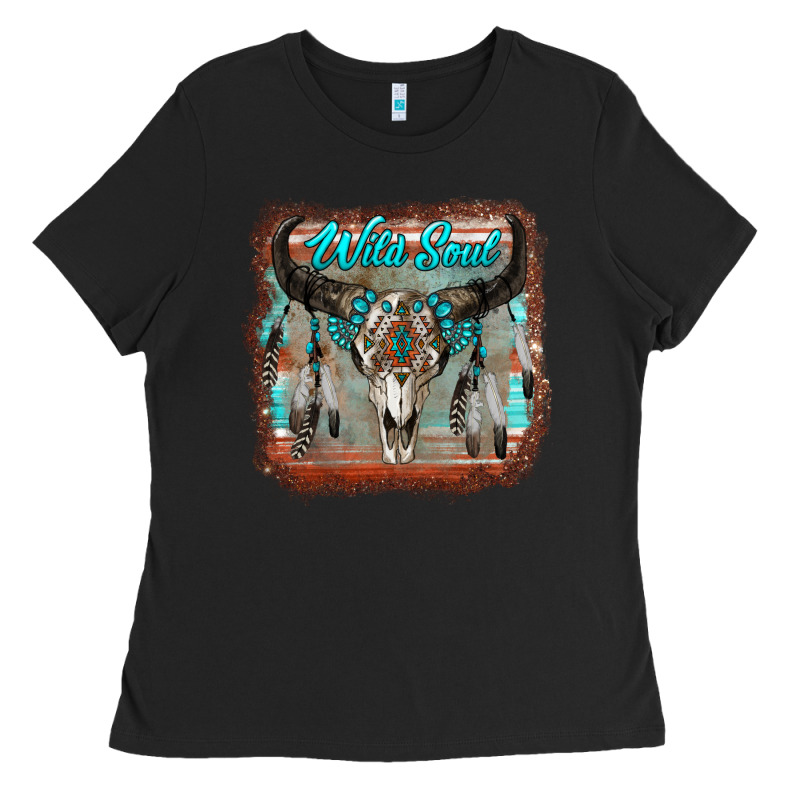 Wild Soul Boho Skull With Background Ladies Tee by RanaPortraitStore | Teevron