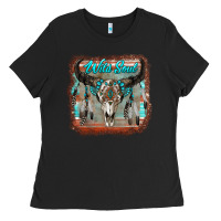 Black wild soul boho skull with background Ladies Tee - RanaPortraitStore